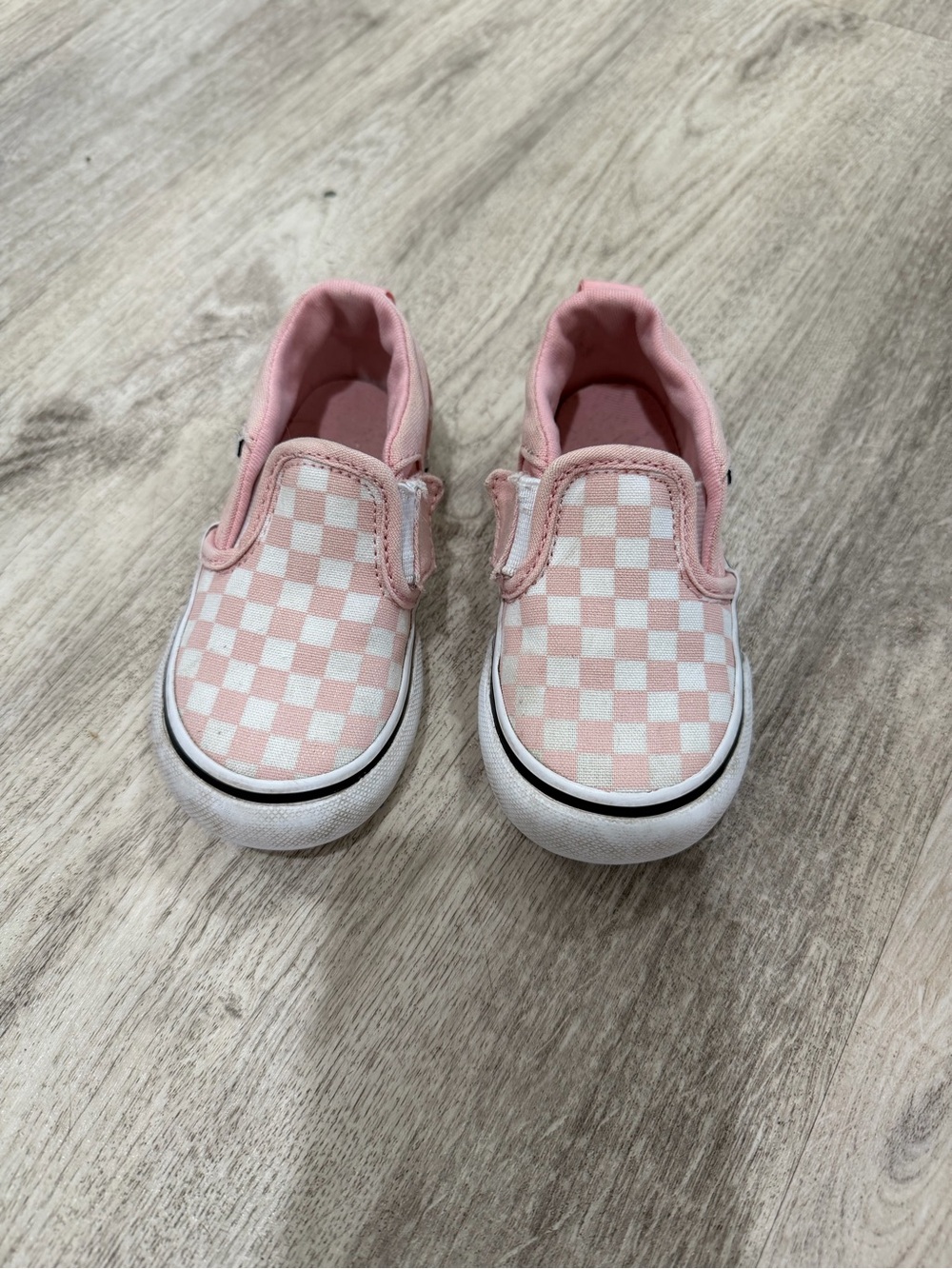 Vans Kids Pink and White Checkerboard Slip-On Sneakers